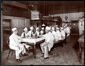 Chefs eating lunch at Sherry